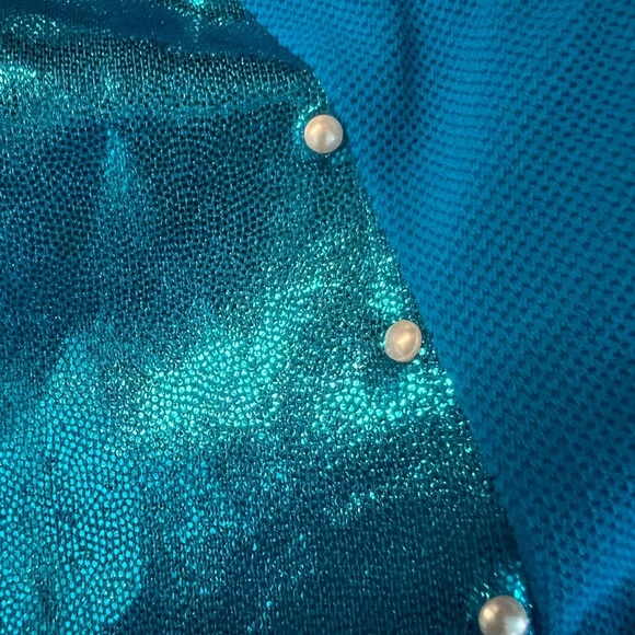 GK Girls Shiny Blue Gymnastics Leotard Size Child Large - Picture 6 of 9